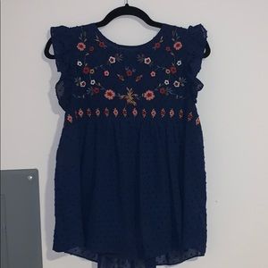 Altar’d State Navy Embroidered Blouse